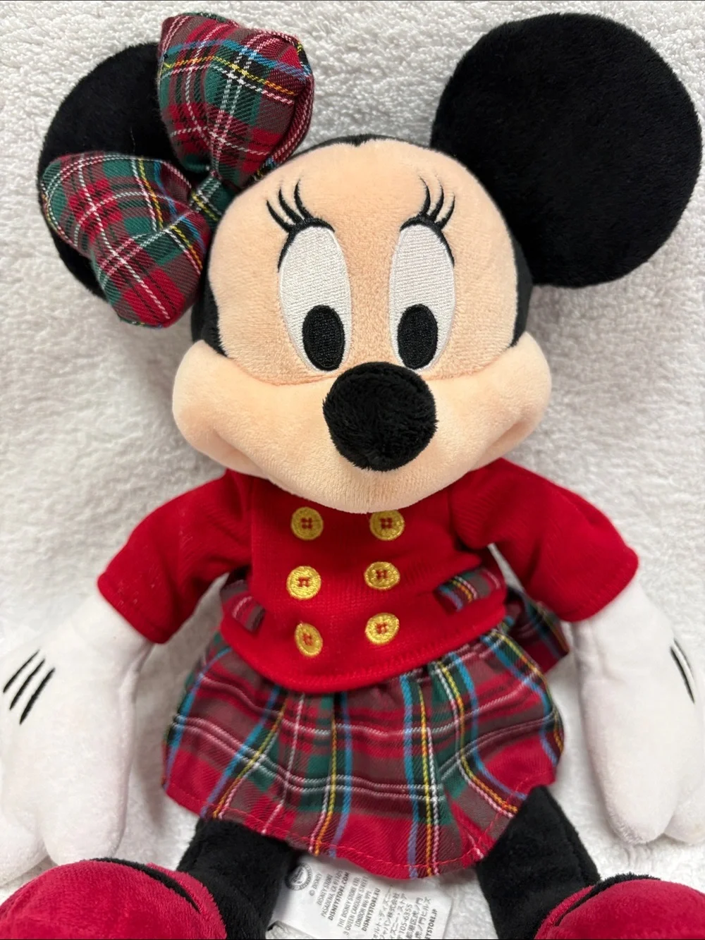 Disney 2016 Minnie Mouse Holiday Christmas Plush in Red Plaid Outfit